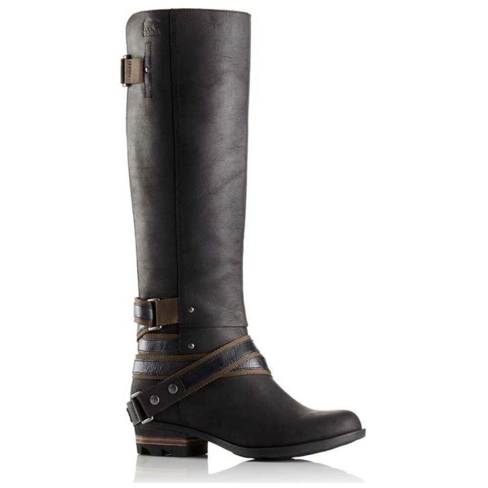 Sorel Women’s Lolla Tall Black/Mud Leather Waterproof Boots